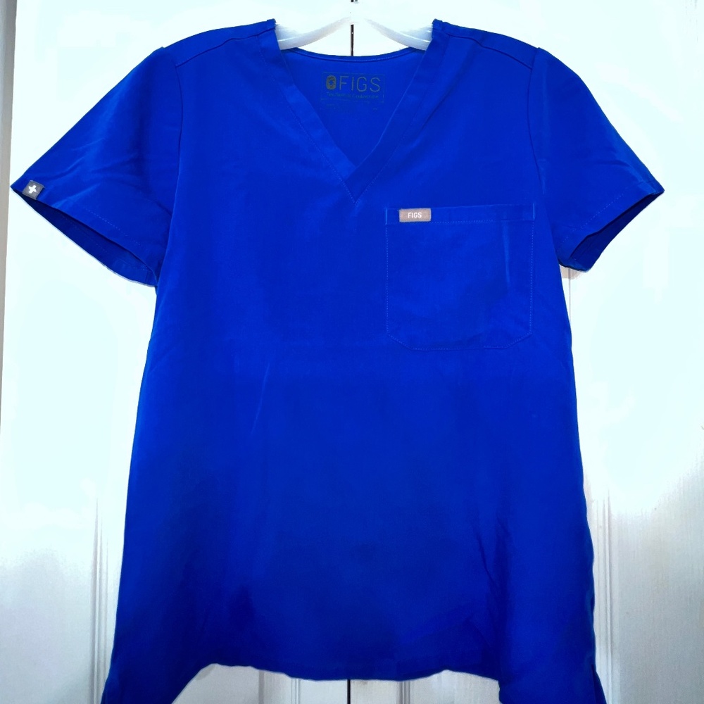 Figs XS Catarina One-Pocket Scrub Top - Royal Blue